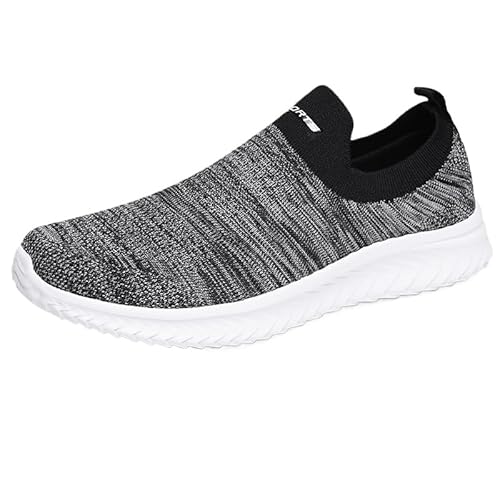 QIXUJAK Sneaker Herren Damen Laufschuhe Sportschuhe Turnschuhe Leichtgewichts Walkingschuhe Atmungsaktiv Outdoor Fitness Schuhe Freizeit Straßenlaufschuhe Wanderschuhe (Weiß grau,40) von QIXUJAK