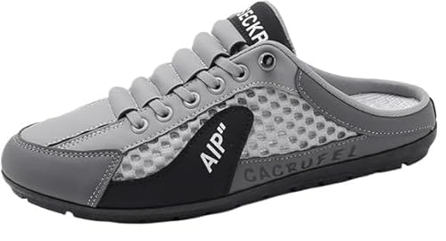 QIXUJAK Sommer Slip-on Herren Sport Hausschuhe Herren Rückenfrei Sneakers Casual Pantoletten Sommer Atmungsaktiv Sport Hausschuhe Mesh Schuhe (Grau,43) von QIXUJAK