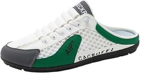 QIXUJAK Sommer Slip-on Herren Sport Hausschuhe Herren Rückenfrei Sneakers Casual Pantoletten Sommer Atmungsaktiv Sport Hausschuhe Mesh Schuhe (Grün,41) von QIXUJAK