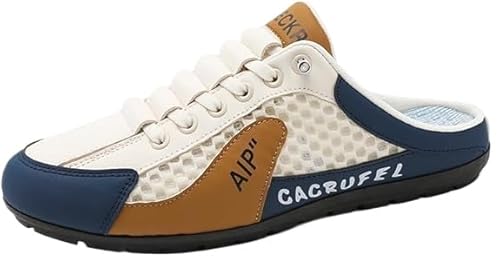 QIXUJAK Sommer Slip-on Herren Sport Hausschuhe Herren Rückenfrei Sneakers Casual Pantoletten Sommer Atmungsaktiv Sport Hausschuhe Mesh Schuhe (Kaffeefarbe,44) von QIXUJAK