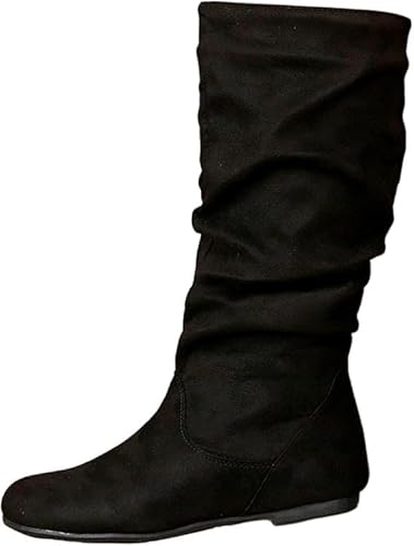 QIXUJAK Stiefeletten Damen Elegant Wildleder Halbstiefel Spitz Schlupfschuhe Stiefel Mit Schnalle Kurzstiefel Winterstiefel bequemer Absatz Ankle Boots Halbhoch Westernstiefel (Schwarz,36) von QIXUJAK