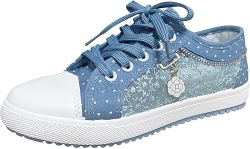 QIXUJAK Trachtenschuhe Damen Flach Dirndl Schuhe Spitzen Mesh Atmungsaktive Trachten Sneaker Oktoberfest Elegante Hochzeitsschuhe Bestickte Bequeme Leichte Brautschuhe Lace Sportschuhe (Hellblau,40) von QIXUJAK