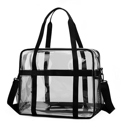 QIXUJAK Tragbare Wasserdichte PVC-Schwimmsporttasche, Reise-Kulturtasche, Wiederverwendbare Transparente PVC-Tasche, Geeignet Für Stadion, Strand, Pool Und Outdoor (schwarz) von QIXUJAK
