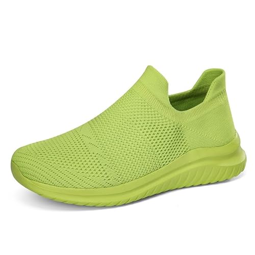 QIXUJAK Turnschuhe Damen Slip on Sneakers Leichte Sportschuhe Memory Foam Schuhe (Apfelgrün,37) von QIXUJAK