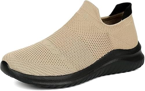 QIXUJAK Turnschuhe Damen Slip on Sneakers Leichte Sportschuhe Memory Foam Schuhe (Khaki,35) von QIXUJAK