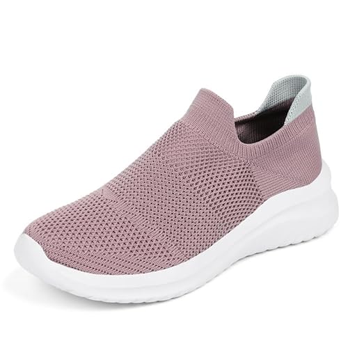 QIXUJAK Turnschuhe Damen Slip on Sneakers Leichte Sportschuhe Memory Foam Schuhe (Rosa,41) von QIXUJAK