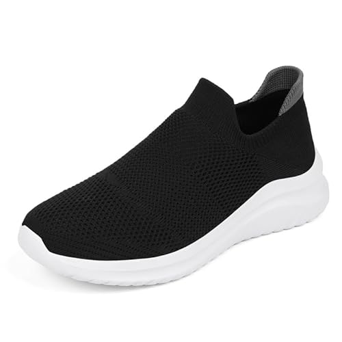 QIXUJAK Turnschuhe Damen Slip on Sneakers Leichte Sportschuhe Memory Foam Schuhe (Schwarz und weiß,40) von QIXUJAK