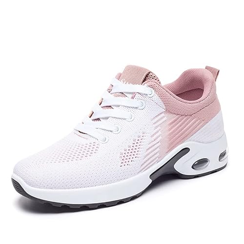 QIXUJAK Turnschuhe Damen Sportschuhe Sneaker Laufschuhe Tennisschuhe Fitnessschuhe Joggingschuhe Running-Schuhe Leichte Atmungsaktiv Schwarz Blau EU 36-43 (Rosa,42) von QIXUJAK