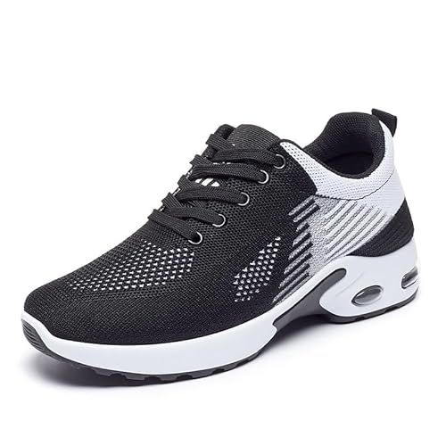 QIXUJAK Turnschuhe Damen Sportschuhe Sneaker Laufschuhe Tennisschuhe Fitnessschuhe Joggingschuhe Running-Schuhe Leichte Atmungsaktiv Schwarz Blau EU 36-43 (Schwarz,43) von QIXUJAK