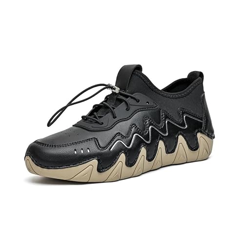 QIXUJAK Unisex-Outdoor-Schuhe Zum Wandern Fahren, Italienische Handgefertigte Wildlederstiefel Lässige, rutschfeste, Atmungsaktive (Wchwarz,40) von QIXUJAK