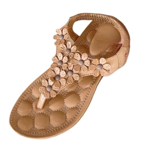 QIXUJAK Universal Damensandalen, neue orthopädische Sandalen Damen Flip-Flops Damen Bohemian Sommer Strand Urlaub Freizeitschuhe (01Aprikose,35) von QIXUJAK
