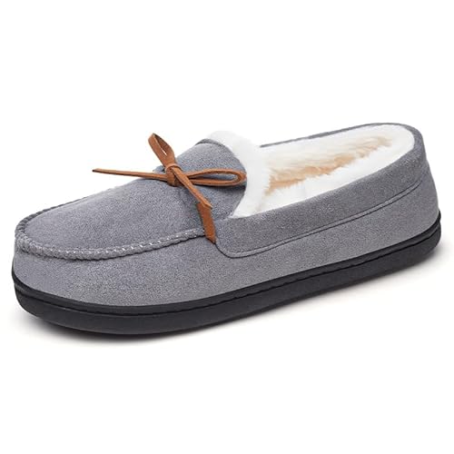 QIXUJAK Universelle Damen Freizeit Slipper Bequeme Loafer Weiche und warme leichte schwarze Damenschuhe für Indoor- und Outdoor-Spaziergänge im Winter (Rauchig grau,36) von QIXUJAK