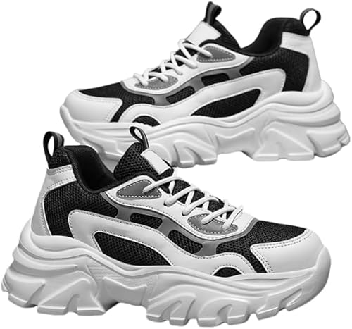 QIXUJAK Vier-Jahreszeiten Damen Schnürsportschuhe High Top Sneakers Freestyle Hi-Top Lässig Sportschuhe Wanderschuhe Hoch Turnschuhe Freizeitschuhe Fitness Hohe Schuhe (Schwarz,40) von QIXUJAK