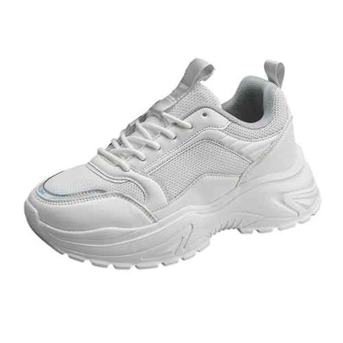 QIXUJAK Vier-Jahreszeiten Damen Schnürsportschuhe High Top Sneakers Freestyle Hi-Top Lässig Sportschuhe Wanderschuhe Hoch Turnschuhe Freizeitschuhe Fitness Hohe Schuhe (Weiß C,41) von QIXUJAK