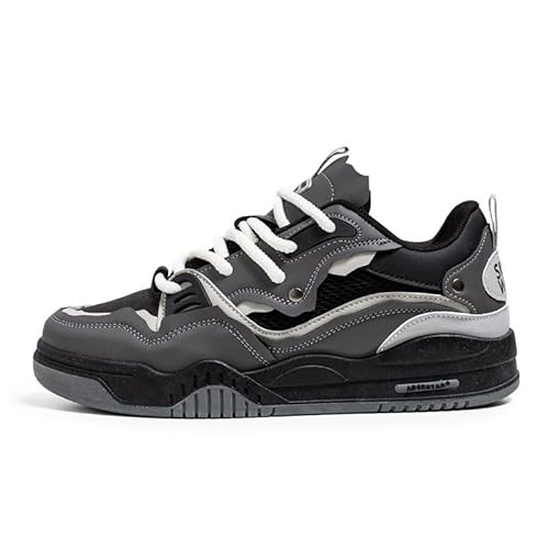 QIXUJAK Vier-Jahreszeiten Herren Schnürsportschuhe High Top Sneakers Freestyle Hi-Top Lässig Sportschuhe Wanderschuhe Hoch Turnschuhe Freizeitschuhe Fitness Hohe Schuhe (schwarz grau,46) von QIXUJAK