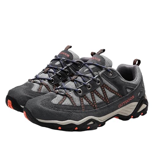 QIXUJAK Wanderschuhe Damen Herren Leicht Trekkingschuhe Outdoorschuhe Atmungsaktiv rutschfeste Trekking- & Wanderhalbschuhe Gr.35-45 (Dunkelgrau,42) von QIXUJAK