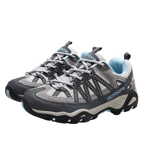 QIXUJAK Wanderschuhe Damen Herren Leicht Trekkingschuhe Outdoorschuhe Atmungsaktiv rutschfeste Trekking- & Wanderhalbschuhe Gr.35-45 (Grauer Mond,41) von QIXUJAK