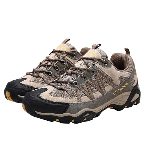 QIXUJAK Wanderschuhe Damen Herren Leicht Trekkingschuhe Outdoorschuhe Atmungsaktiv rutschfeste Trekking- & Wanderhalbschuhe Gr.35-45 (Khaki,43) von QIXUJAK