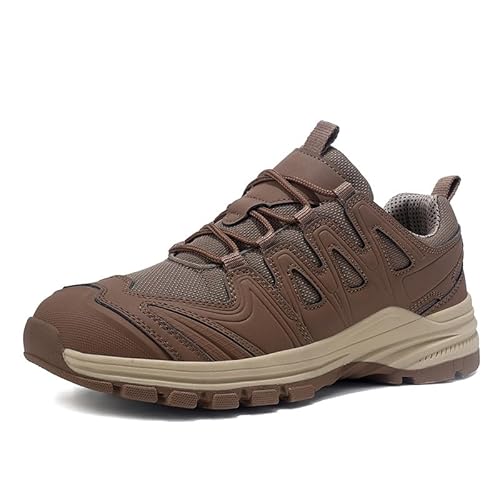 QIXUJAK Wanderschuhe Herren Extra Breit Trekkingschuhe Weite Outdoor Schuhe Knöchel Bergschuhe Herren Sneaker (Khaki,42) von QIXUJAK