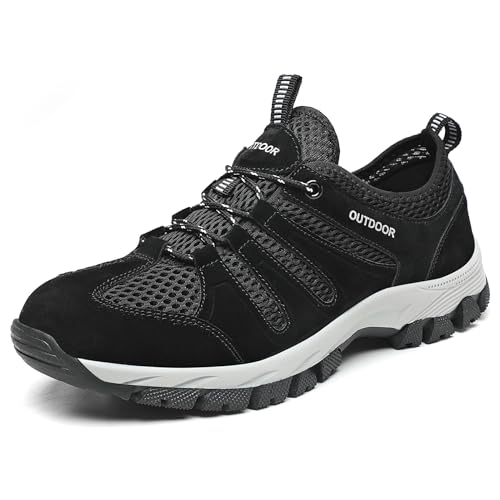 QIXUJAK Wanderschuhe Herren Outdoor rutschfest Atmungsaktiv Trekkingschuhe Leicht Komfortabel Männer Hikingschuhe (Schwarz,42) von QIXUJAK