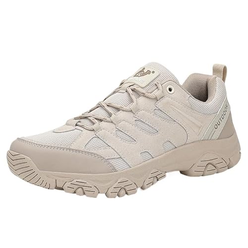 QIXUJAK Wanderschuhe Herren Wasserdicht Leichte Outdoor Trekkingschuhe Knöchel Bergschuhe rutschfeste Schuhe Herren Sneaker Ultralight Sportschuhe für Camping, Wandern (Beige,40) von QIXUJAK