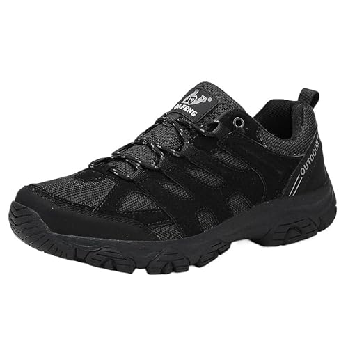 QIXUJAK Wanderschuhe Herren Wasserdicht Leichte Outdoor Trekkingschuhe Knöchel Bergschuhe rutschfeste Schuhe Herren Sneaker Ultralight Sportschuhe für Camping, Wandern (Schwarz,46) von QIXUJAK