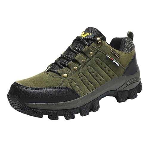 QIXUJAK Wanderstiefel Wanderschuhe Herren Damen wasserdichte Outdoorschuhe rutschfeste Kletterschuhe Leicht Atmungsaktiv Trekking Hiking Schuhe Wanderhalbschuhe (Armeegrün,45) von QIXUJAK