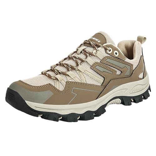 QIXUJAK Wanderstiefel Wanderschuhe Herren Damen wasserdichte Outdoorschuhe rutschfeste Kletterschuhe Leicht Atmungsaktiv Trekking Hiking Schuhe Wanderhalbschuhe (Braun,43) von QIXUJAK
