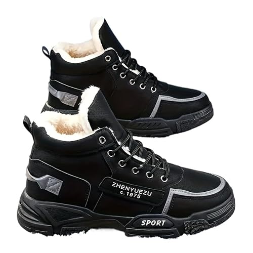 QIXUJAK Warme Winterschuhe Herren Winterstiefel Outdoor Winterboots Gefüttert Schneestiefel (Schwarz,40) von QIXUJAK