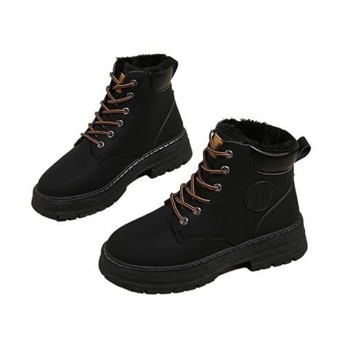 QIXUJAK Winter Damenschuhe Wasserdicht Warm Gefüttert Schneestiefel Outdoor Fellgefüttert rutschfest Winterstiefel Wanderschuhe Bergschuhe Winter Damenstiefel (Schwarzer Samt,36) von QIXUJAK