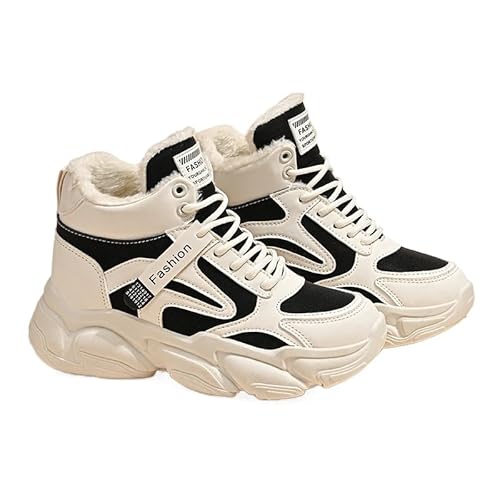 QIXUJAK Winter Damenstiefel mit Warmfutter Rutschfeste Stiefeletten Kurzstiefel Winter Outdoorstiefel Schneestiefel (Schwarz,36) von QIXUJAK