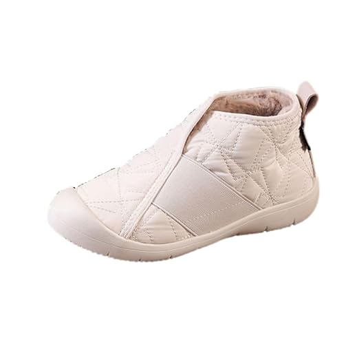 QIXUJAK Winterschuhe Damen Gefüttert Stiefel Warm Winterstiefel Wasserdicht Winter Stiefel (Cremefarben,36) von QIXUJAK