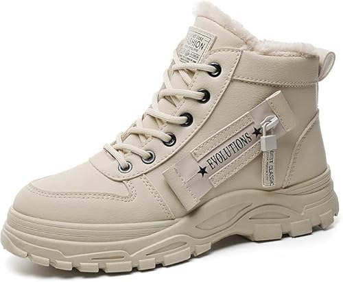 QIXUJAK Winterschuhe Damen Winterstiefel Warm Gefütterte Winterschuhe rutschfeste Stiefeletten Kurzschaft Stiefel Winter Outdoor Boot Schneestiefel (Khaki,36) von QIXUJAK