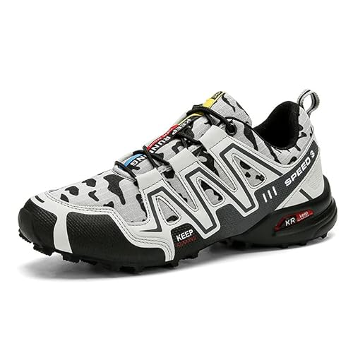 QIXUJAK ergonomische schmerzlindernde Trekking Wanderschuhe für Herbst und Winter wasserdichte Wanderschuhe für Outdoor Sportarten (4 Hellgraue Tarnung,43) von QIXUJAK