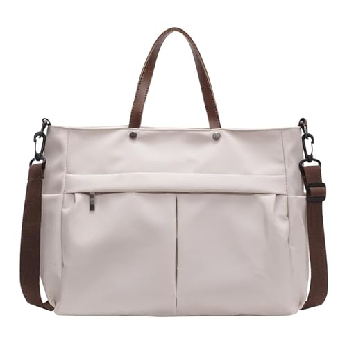 QIXUJAK wasserdichte Nylon Crossbody Bag Damen, Umhängetasche Groß Mit Verstellbarem Breitem Schultergurt, Handtasche Damen Mit Multi Taschen, Leichte Schultertasche Damen (Cremefarben,39 * 14 * 28) von QIXUJAK
