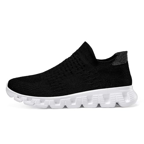 Slip on Sneaker Schuhe Herren Turnschuhe Laufschuhe Sportschuhe StraßEnlaufschuhe Sommerschuhe Walkingschuhe Joggingschuhe Fitness Männer Shoes (Schwarz und weiß,38) von QIXUJAK