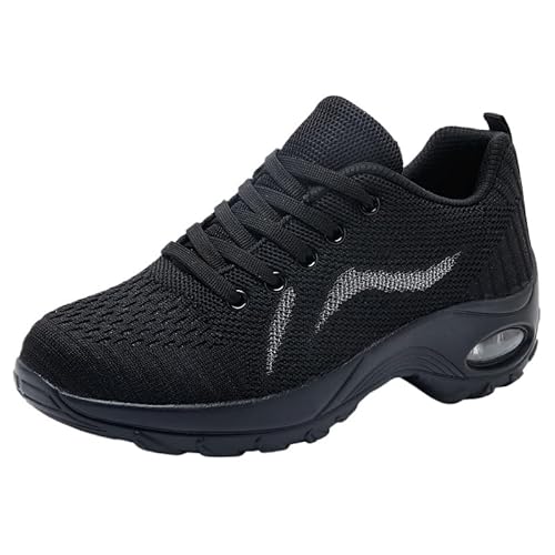 Sportschuhe Tanzschuhe Damen Mesh Laufschuhe weiche Sohle orthopädische Fußgewölbeunterstützung Jazz Latin Dance Schuhe Fitness Dance (Schwarz,41) von QIXUJAK