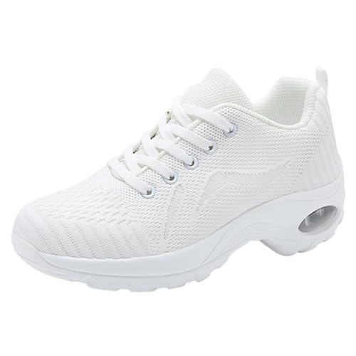 Sportschuhe Tanzschuhe Damen Mesh Laufschuhe weiche Sohle orthopädische Fußgewölbeunterstützung Jazz Latin Dance Schuhe Fitness Dance (Weiß,40) von QIXUJAK