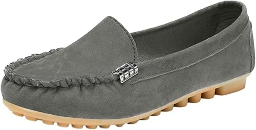 Womens Loafers Flats Shoes Moccasin Penny Loafers Slip On Work Shoes Casual Comfort Ladies Walking Shoes (Grau,38) von QIXUJAK