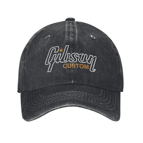 G-Gibsons The Guitar Paul Unisex Style Baseballmützen Rock Logo Distrsted Washed Caps Hut Casial Outdoor Verstellbare Snapback Cap von QIYAEUA