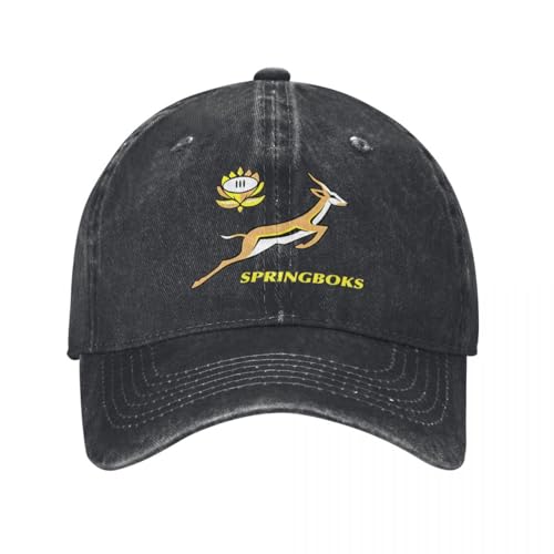 QIYAEUA Classic SA Rugby Bokke Springboks Südafrika Baseballkappe Unisex Distressed Washed Sun Cap Südafrikanische Flagge Outdoor Geschenk von QIYAEUA