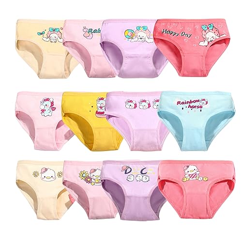 QIYIENDIAN 12 Stück Mädchen Schlüpfer,Kleinkind Niedliche Unterhosen/Mädchen Baumwolle Unterwäsche Hosen(U3,4-5Years) von QIYIENDIAN