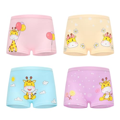 QIYIENDIAN 4 Stück Mädchen Schlüpfer, Kleinkind niedlich Briefs/Kinder Baumwolle Boxershorts Underwears (Giraffe3,5-7Years) von QIYIENDIAN