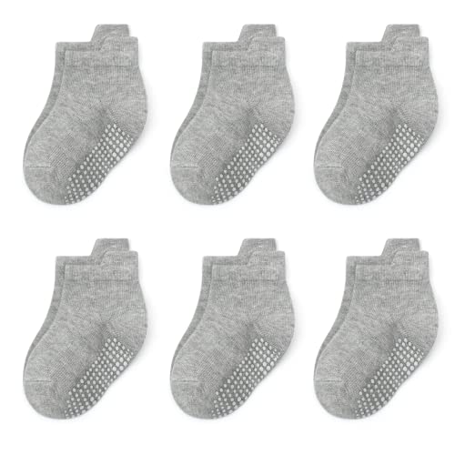 QIYIENDIAN 6 Paar Knöchel/niedrig geschnittene Socken mit rutschfesten Griffen für Baby Kleinkinder(AKL-135E1,0-1Jahr) von QIYIENDIAN