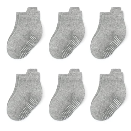 QIYIENDIAN 6 Paar Knöchel/niedrig geschnittene Socken mit rutschfesten Griffen für Baby Kleinkinder(AKL-135E2,1-3Jahre) von QIYIENDIAN