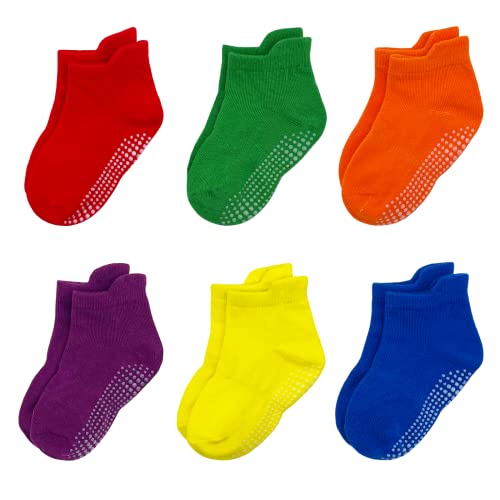 QIYIENDIAN 6 Paar Knöchel/niedrig geschnittene Socken mit rutschfesten Griffen für Baby Kleinkinder(AKL-136B1,0-1Jahr) von QIYIENDIAN