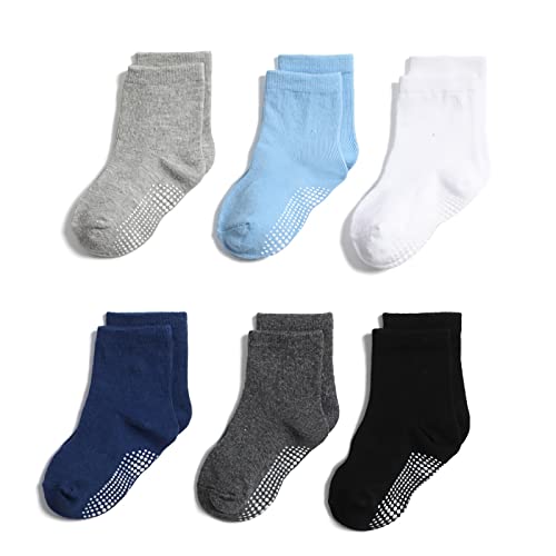 QIYIENDIAN 6 Paar rutschfeste, kuschelige, warme Rundsocken mit Griffen für Babys, Kleinkinder, Kinder, Jungen, Mädchen（1-3 Jahre，2-A Sechs Farbe） von QIYIENDIAN