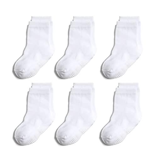 QIYIENDIAN 6 Paar rutschfeste, kuschelige, warme Rundsocken mit Griffen für Babys, Kleinkinder, Kinder, Jungen, Mädchen（5-7 Jahre，2-D-Weiß） von QIYIENDIAN