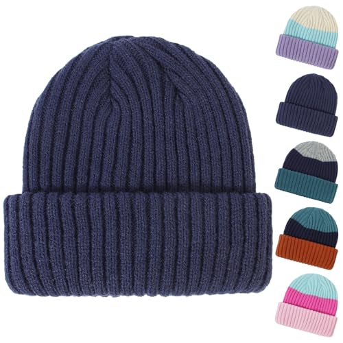 QIYIENDIAN Baby Kleinkind weiche Wintermütze Stricken warme Mütze Beanie Mützen Kinder Jungen Mädchen（Navy Blue,2-8Y） von QIYIENDIAN