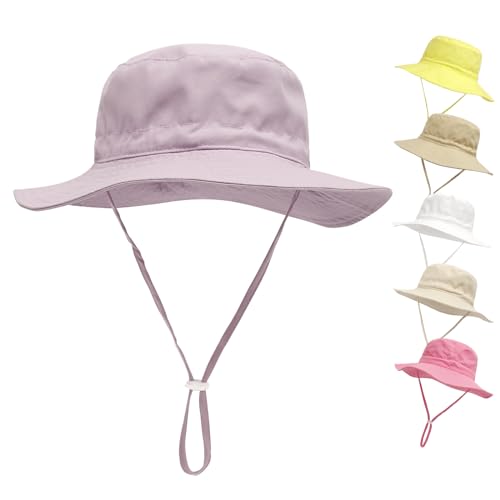 QIYIENDIAN Baby Sonnenhut breite Krempe Strandhüte Eimer Hut für Säugling Kleinkind und Kinder UPF 50+(Purple,2-6 Years) von QIYIENDIAN